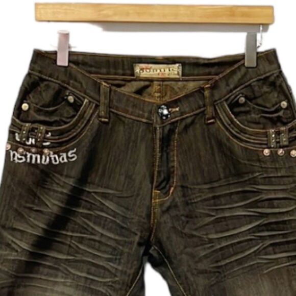 Durific mid-rise Straight Leg Whiskered Embellished dark wash jean Women’s Sz 30 - Picture 1 of 8